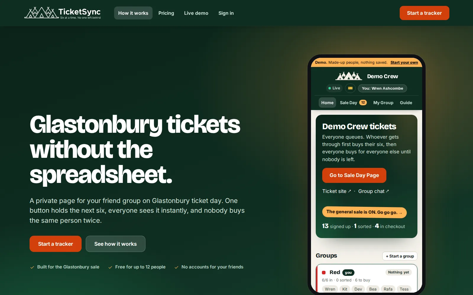 TicketSync home page
